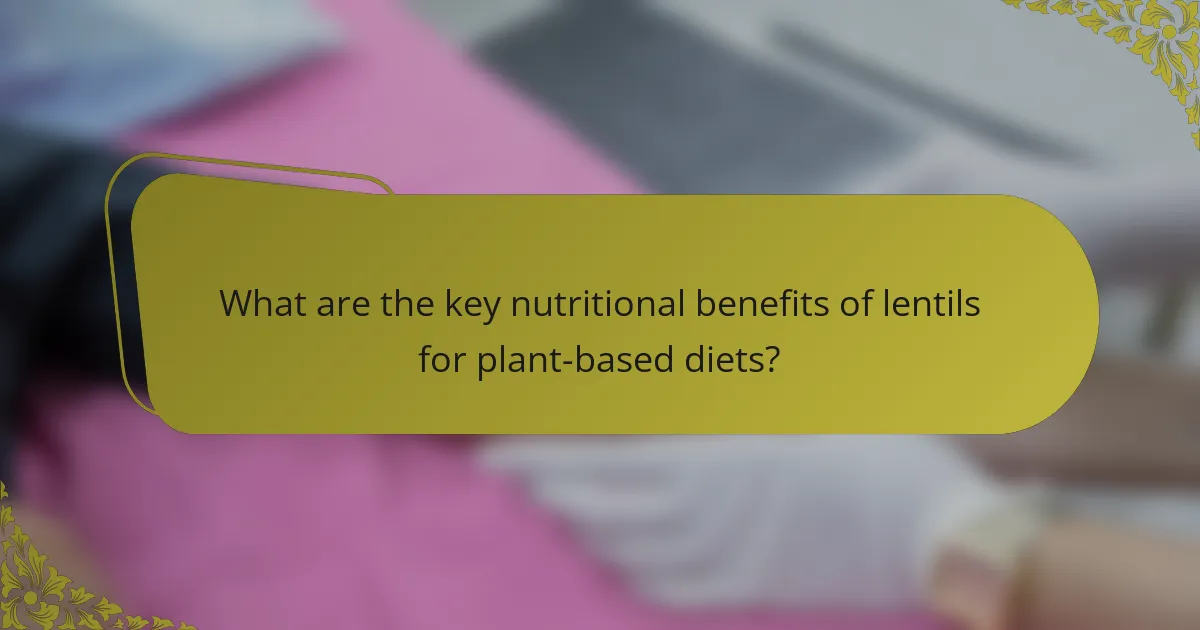 What are the key nutritional benefits of lentils for plant-based diets?