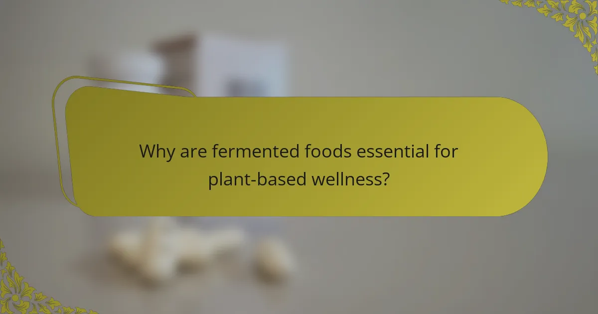 Why are fermented foods essential for plant-based wellness?